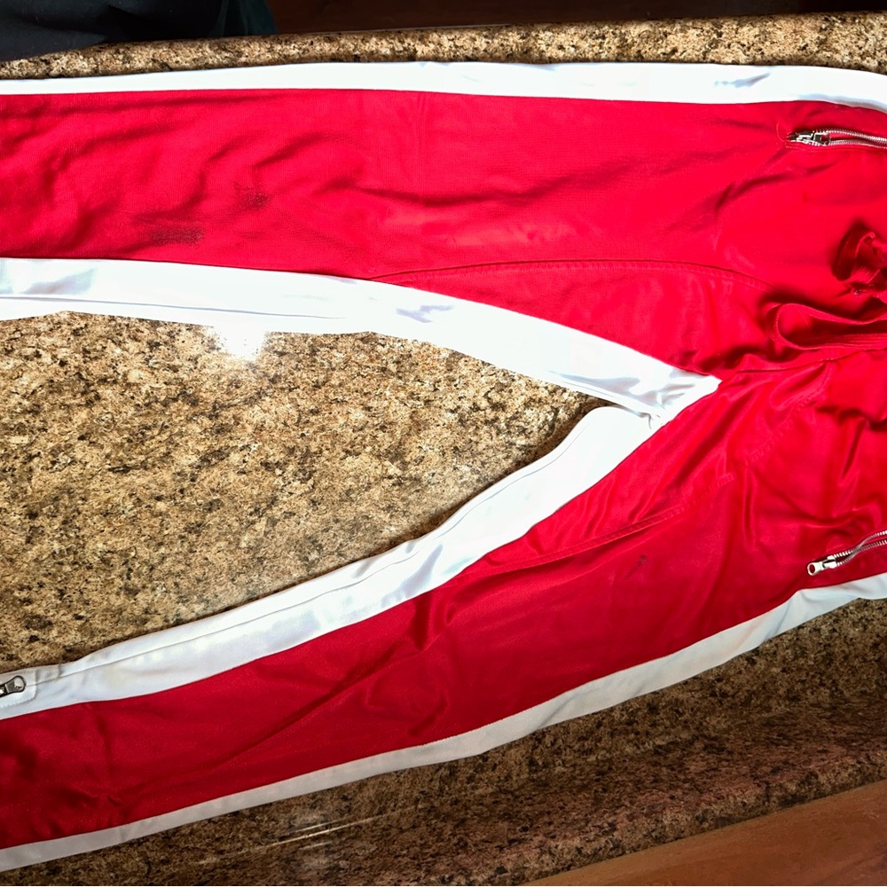 Red and White Joggers